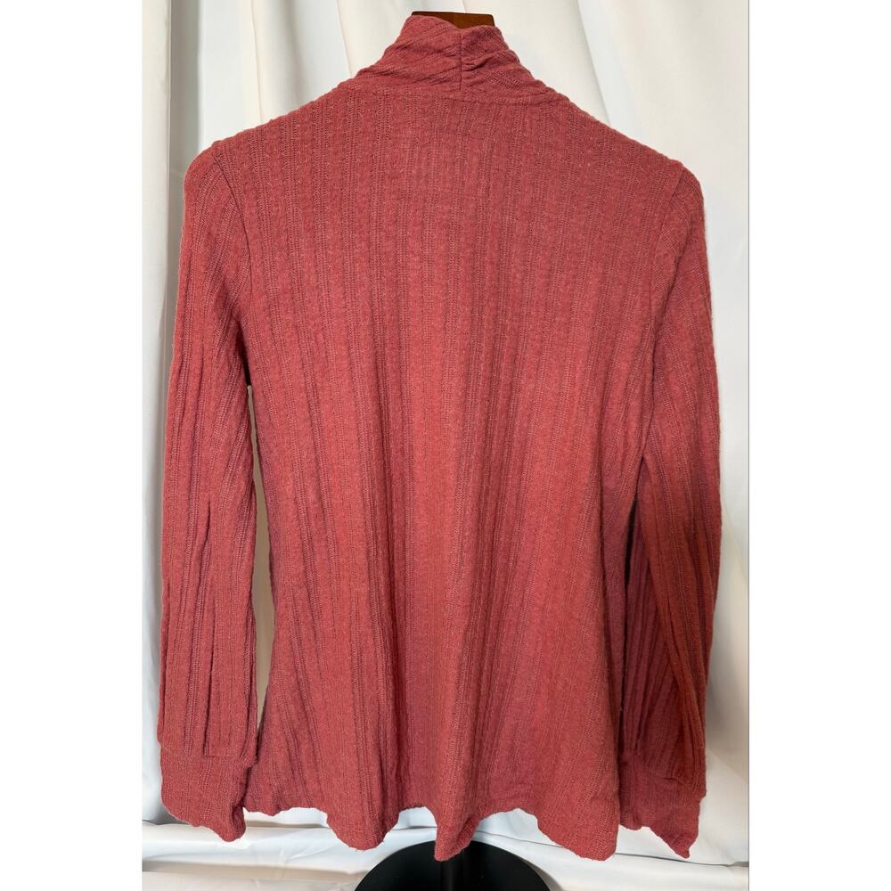Mauve Wrap Sweater Rose Pink Waffle Knit Thermal Long Sleeve Anthropologie Small - Picture 3 of 8